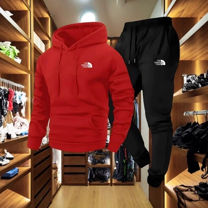 Outdoor Sport Is - Męski jesienno-zimowy wzorzysty zestaw casualowy dwuczęściowy: